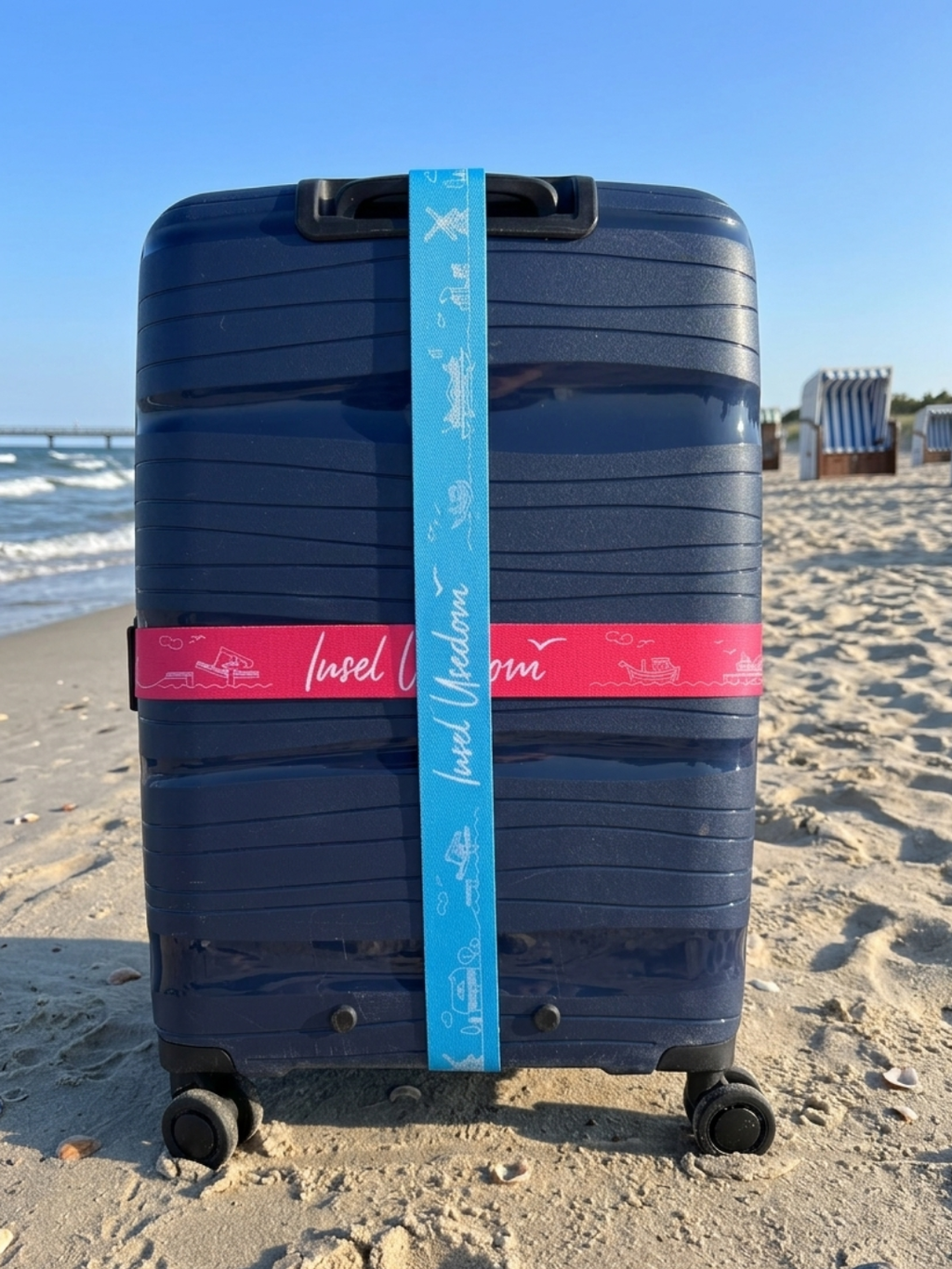 Kofferband „Skyline Insel Usedom“ – hellblau
