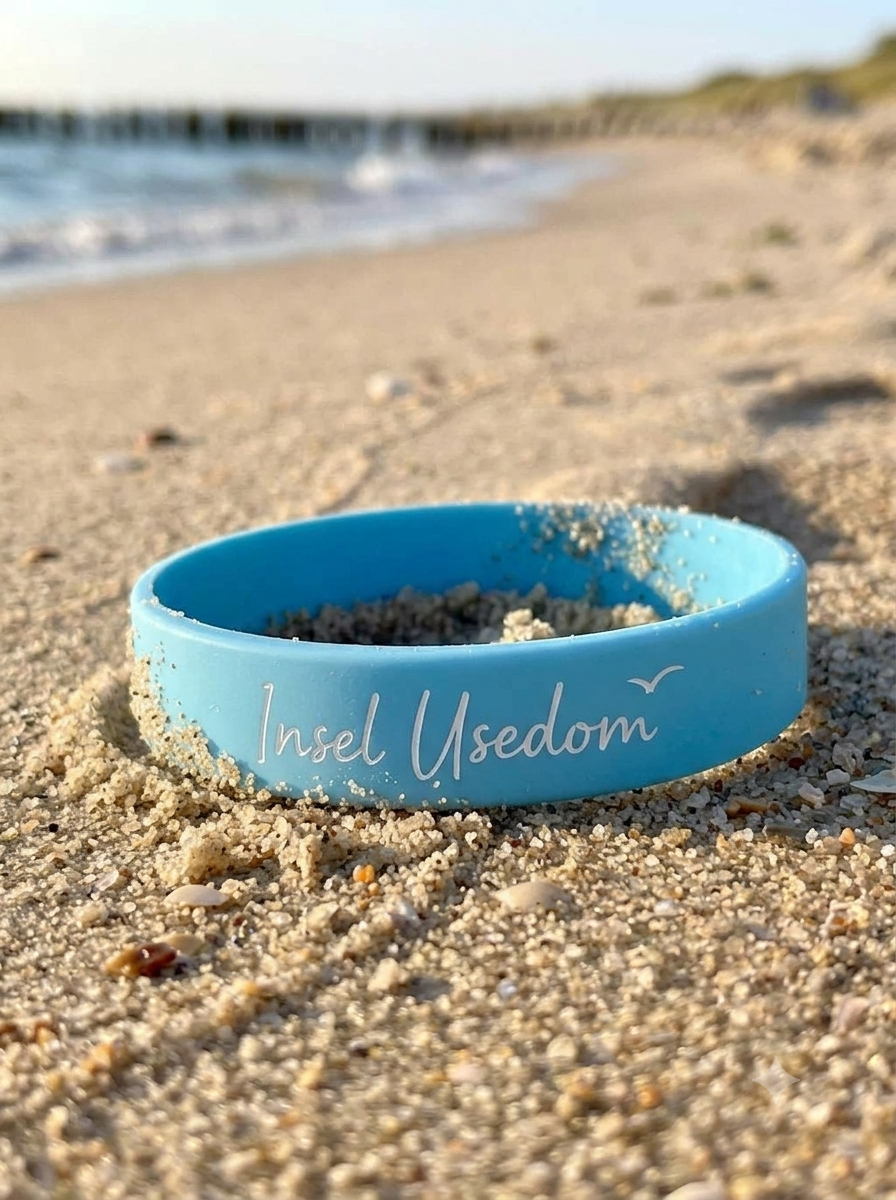 Silikonarmband „Insel Usedom“ – Hellblau | Wristband für Usedom-Fans