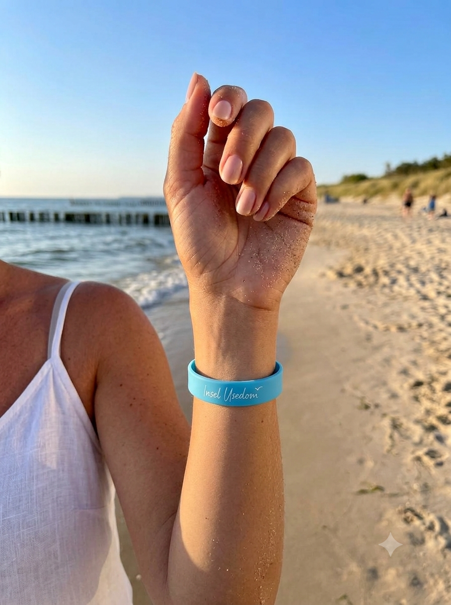 Silikonarmband „Insel Usedom“ – Hellblau | Wristband für Usedom-Fans