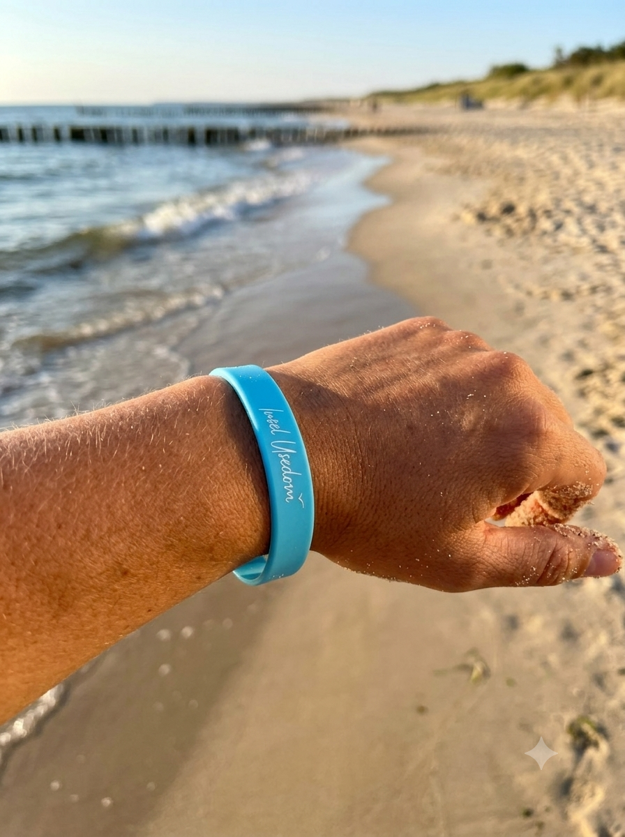 Silikonarmband „Insel Usedom“ – Hellblau | Wristband für Usedom-Fans