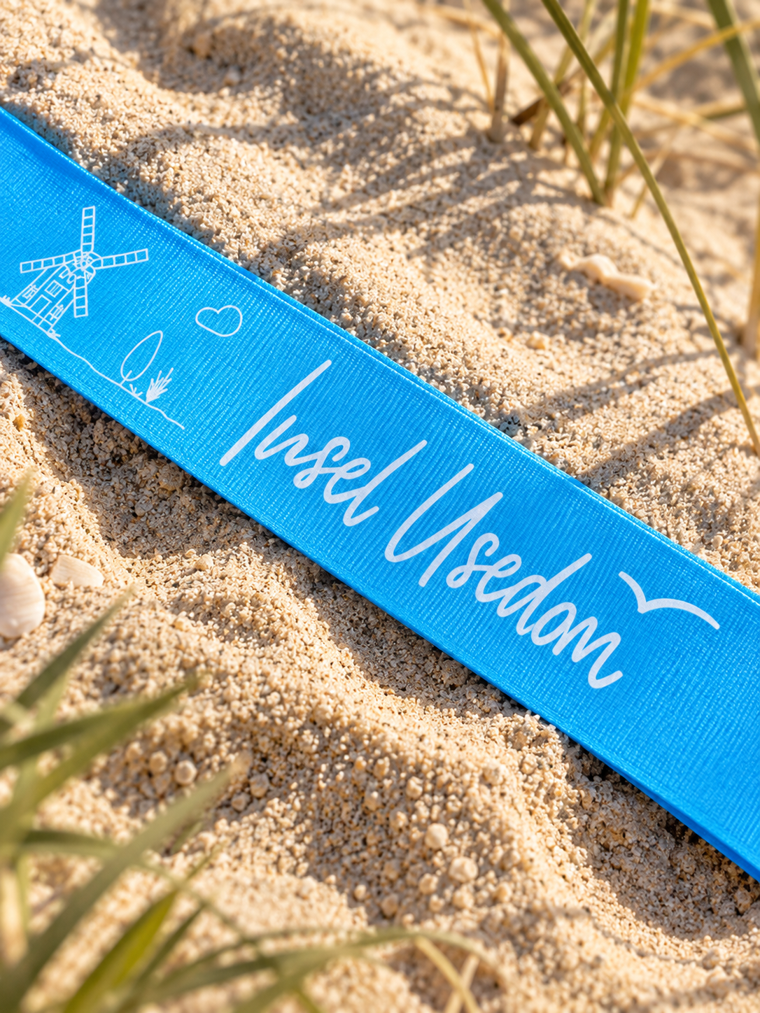 Kofferband „Skyline Insel Usedom“ – Hellblau | Reise-Accessoire mit Usedom-Design